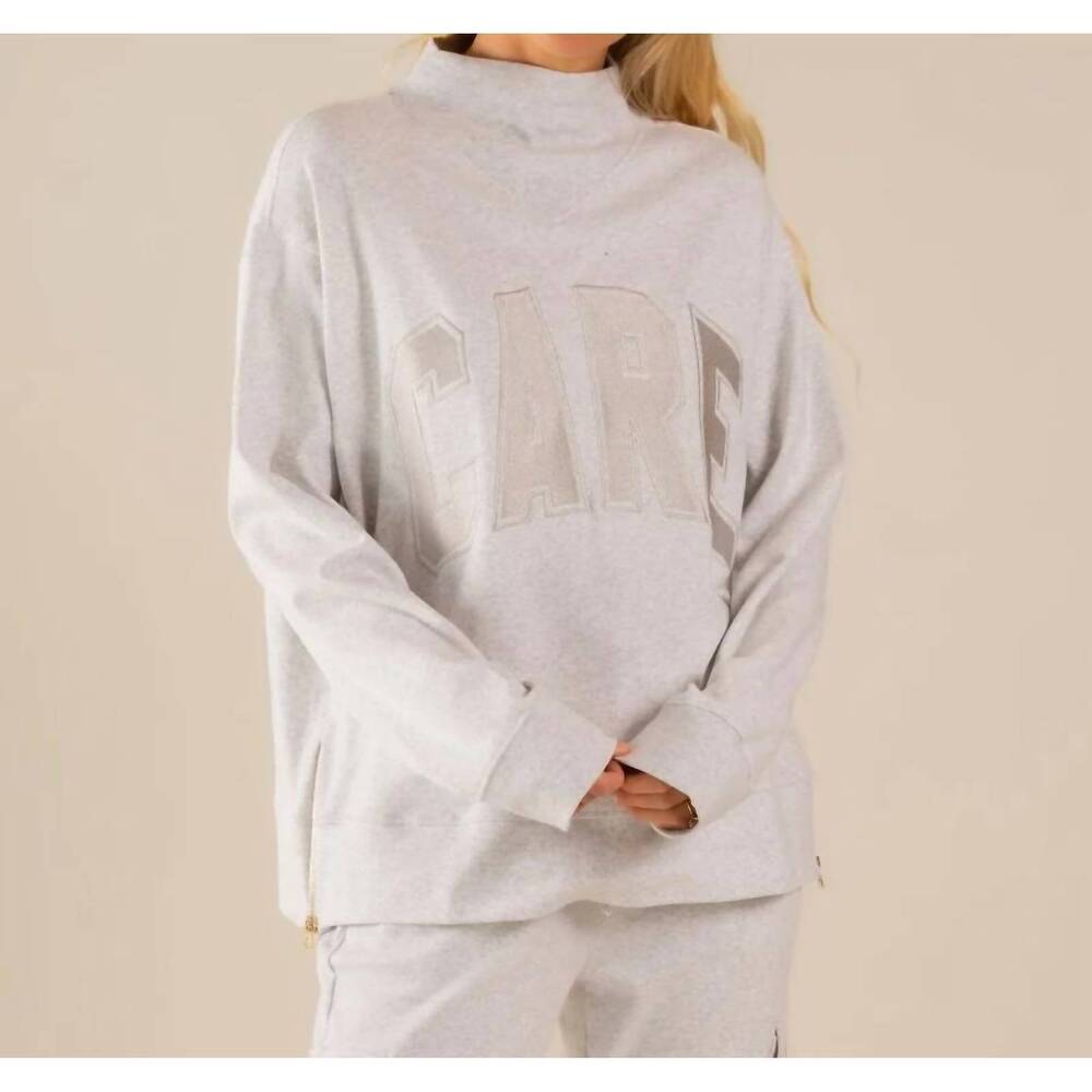 NEW CARE TUCKER bella interlock mock neck sweater in ice grey